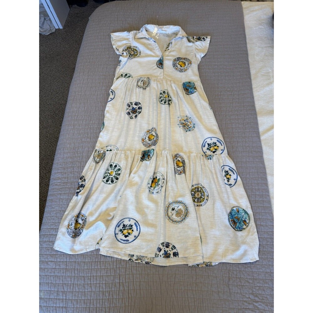 Anthropologie Jane Delancy Women's Size Sm. Beautiful Linen Vacation Dress NWOT